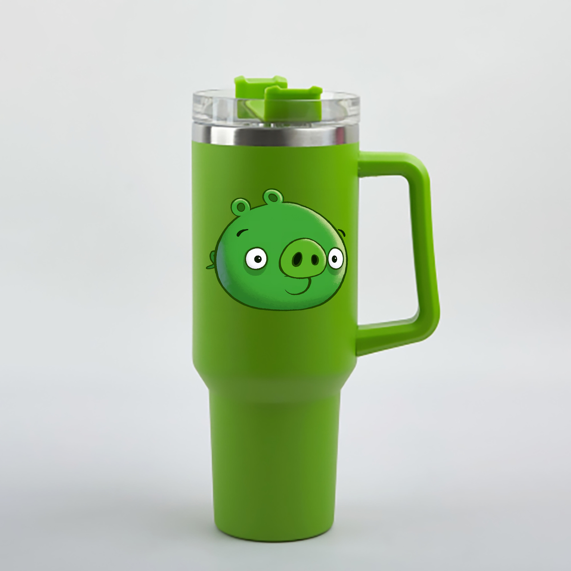 （画像用） Angry Birds アングリーバード 1200mL車用タンブラー - クリスタルステッカー（プラスチックストロー付き）